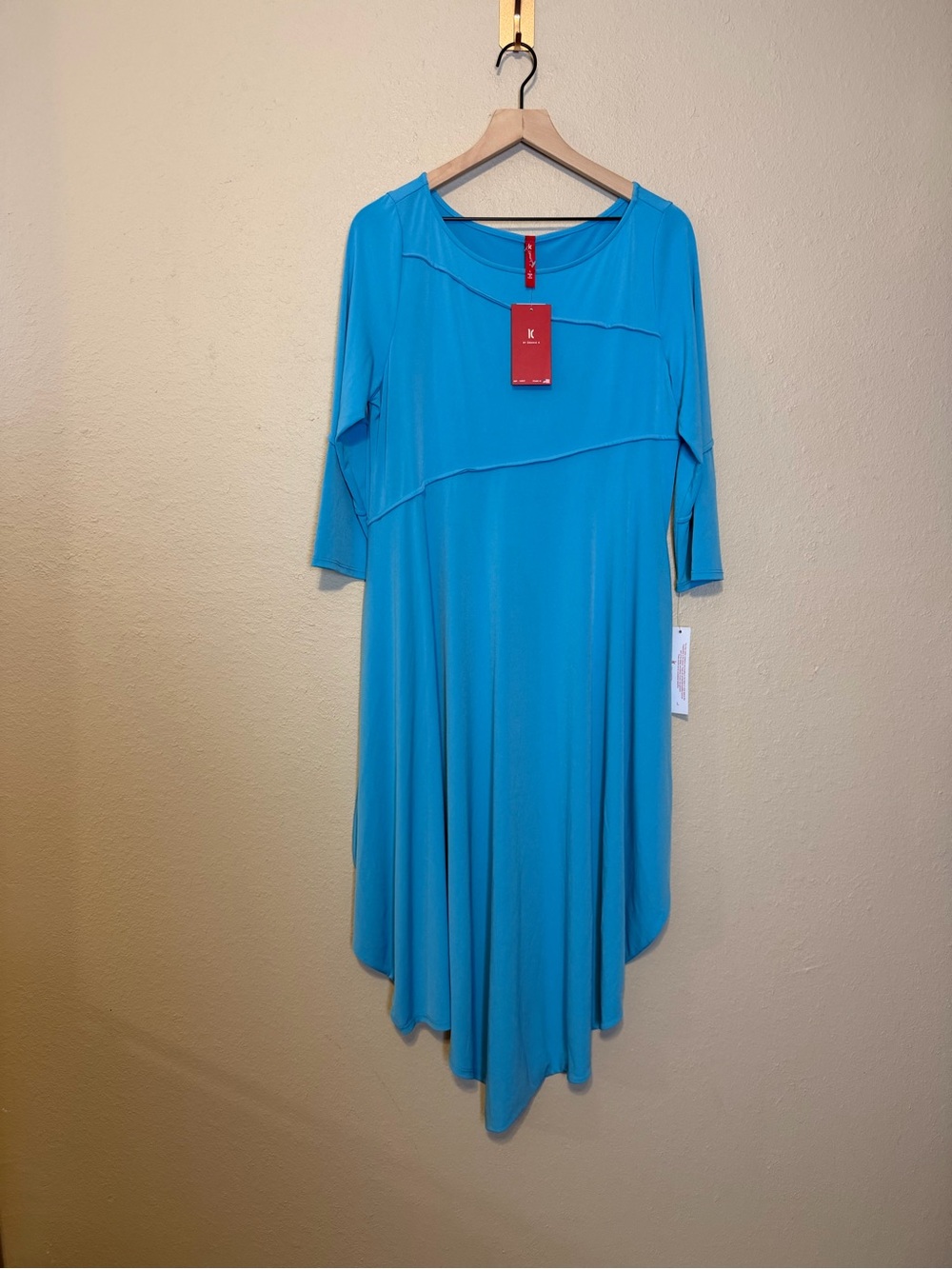 IC COLLECTION Turquoise Asymmetrical Hem Dress Size Large NWT